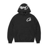 SATIN C STAR APPLIQUÉ HOODIE BLACK