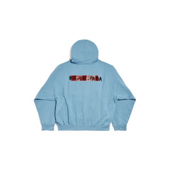 Men’s Taped Balenciaga Back Hoodie Medium Fit in Grey Blue
