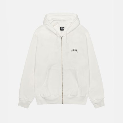 SMOOTH STOCK ZIP HOODIE PIGMENT DYED WHITE