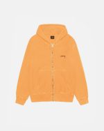 SMOOTH STOCK ZIP HOODIE PIGMENT DYED ORANGE