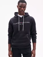 Embroidered Tommy Logo Black Hoodie