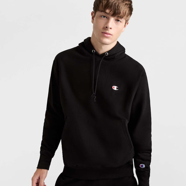 Reverse Weave Black Hoodie C Logo