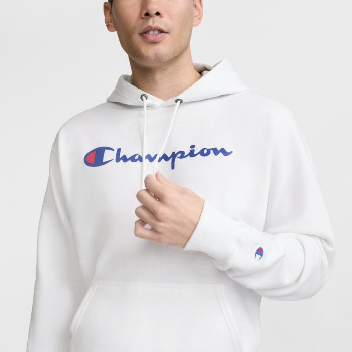 Powerblend White Hoodie Full Script Logo