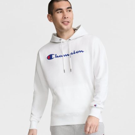 Powerblend White Hoodie Full Script Logo