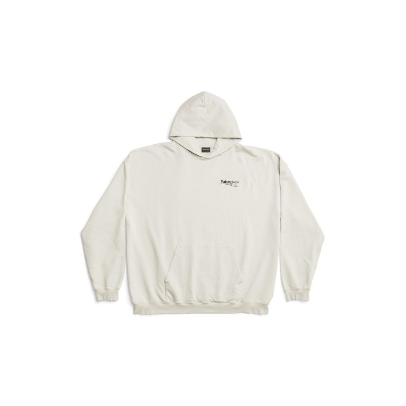 Political Campaign Hoodie Large Fit in Off White