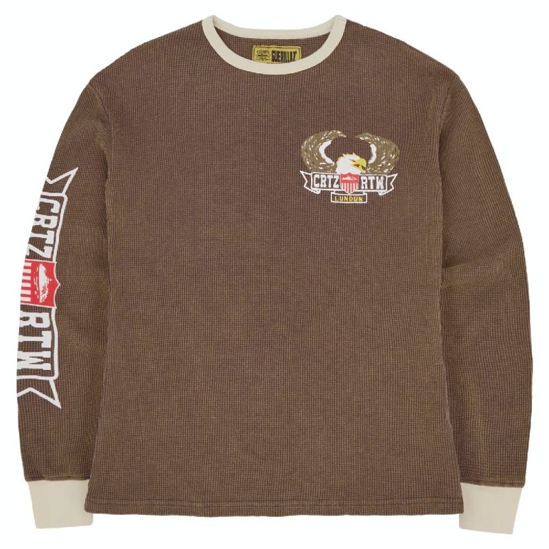 Corteiz Dipnet Waffle Lon sleeve Sweatshirt in Washed Brown