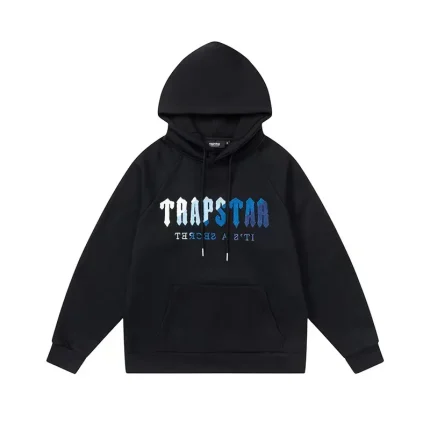 Trapstar Blue Logo Black Hoodie