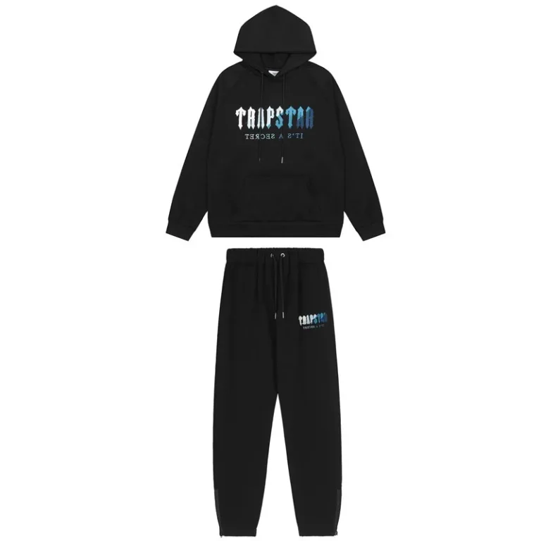 BLACK WITH WHITE – BLUE LOGO IT’S A SECRET TRAPSTAR TRACKSUIT